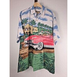 Tori Richard Car Button Up Shirt Hawaiian Aloha Tropical Floral Classic Camp Tee